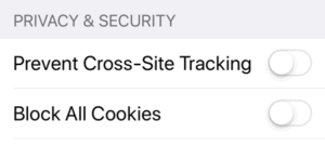 Safari settings for iOS